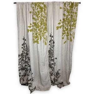 KAS Australia Curtain Panels Set of 2 Taupe Green 90"L X 49"W Floral Nature